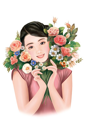 手绘图-中国女人 016