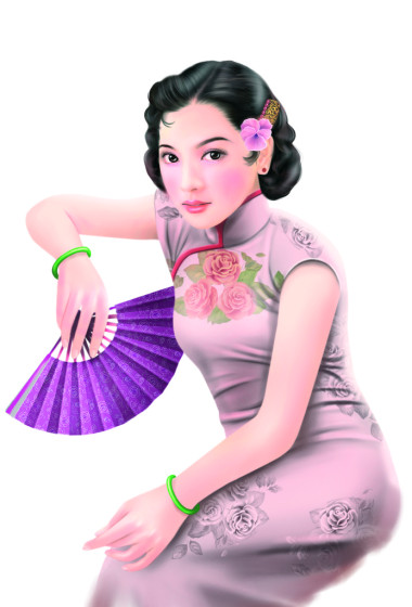 手繪圖-中國(guó)女人 015圖片