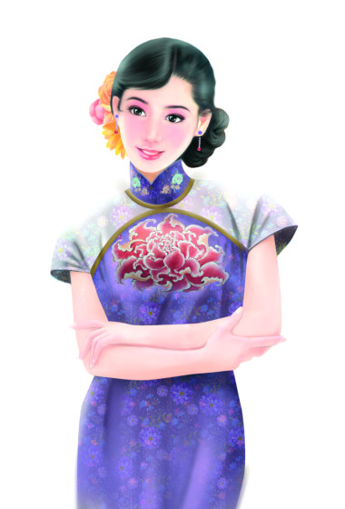 手繪圖-中國(guó)女人 014圖片