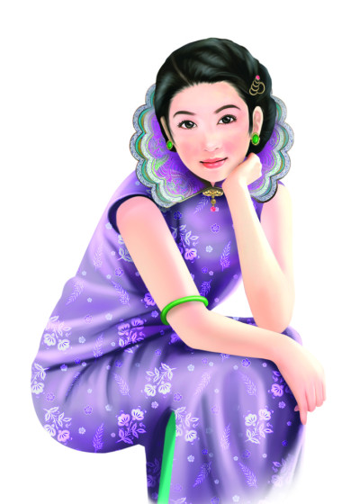 手繪圖-中國女人 013圖片