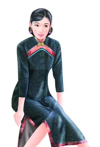 手繪-中國(guó)婦女010圖片
