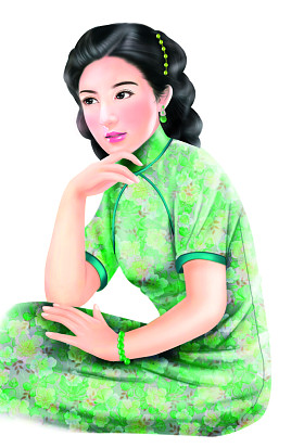 手绘图-中国女人 004