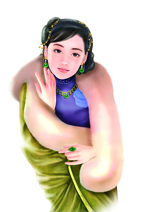 手绘图-中国女人 002