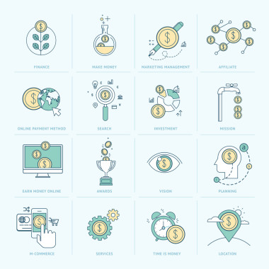 金融的平面線圖標(biāo)