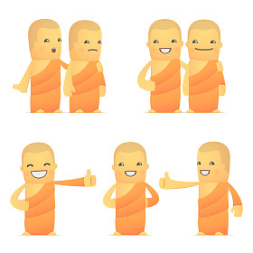 组的和尚字符在不同的姿势图片