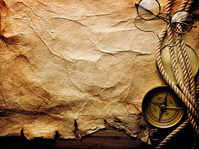 指南针、 绳索和旧的纸上眼镜