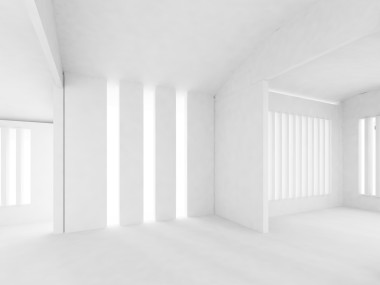 白色的墻壁，空蕩蕩的房間，3d 的內(nèi)飾