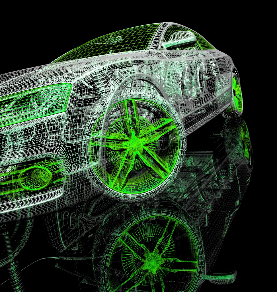 车在一个黑色的背景上的 3d 模型 车在一个黑色的背景上的 3d 模型