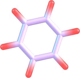 苯分子的结构，在白色背景上图片