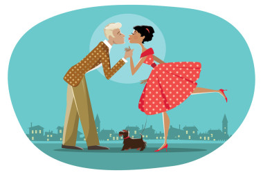 浪漫的復(fù)古情侶接吻圖片