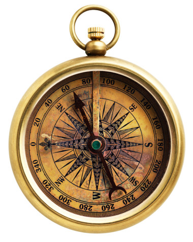 孤立在白色的复古指南针