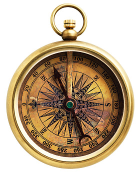 孤立在白色的复古指南针