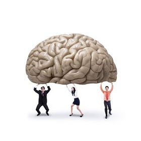 业务团队持有一个大脑图片