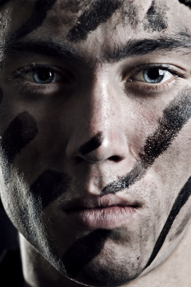 年轻的士兵的肖像照片