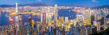 在黃昏的香港天際線