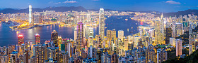 在黄昏的香港天际线