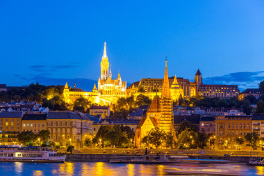 日暮時分，匈牙利的布達佩斯全景