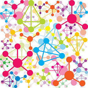 背景与彩色的分子