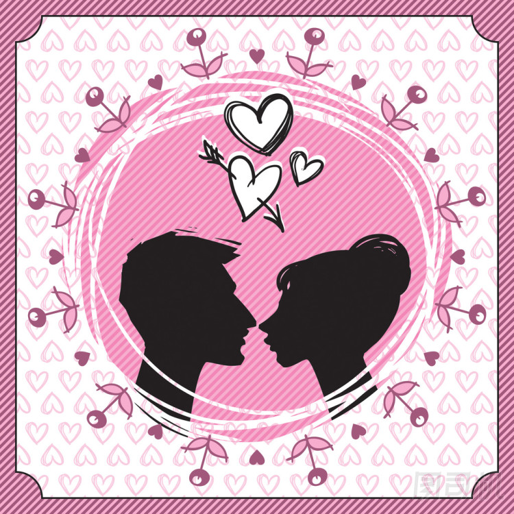 接吻夫婦的向量輪廓