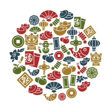 中國新的一年中圓圈形狀的圖標