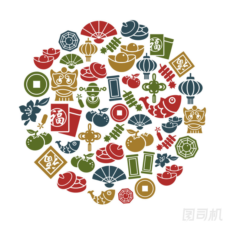 中國(guó)新的一年中圓圈形狀的圖標(biāo)