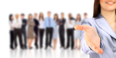 张开手准备交易密封女子肖像图片