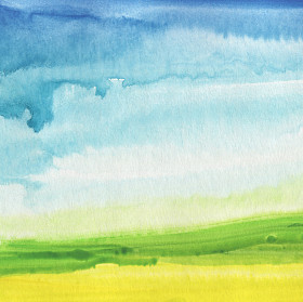 抽象的水彩手绘风景背景。纹理