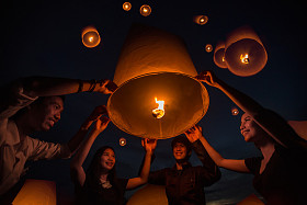 泰国人浮灯照片