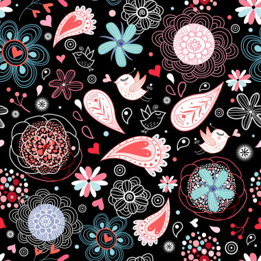 花卉背景與鳥類