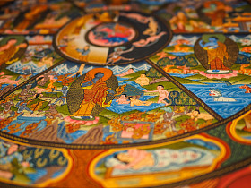 古代佛教唐卡绘画照片