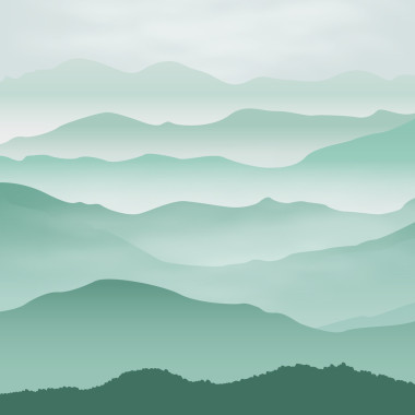 在霧中的山。背景