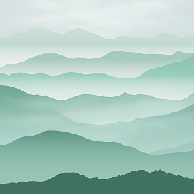 在雾中的山。背景
