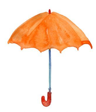 橘黃色的水彩傘
