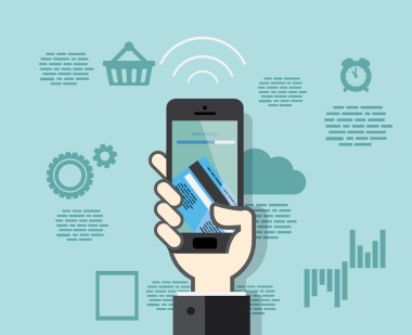 平面設計風格智能手機移動支付的從信用卡