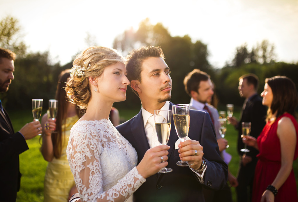 新婚夫妇碰杯 新婚夫妇碰杯