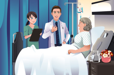 醫(yī)生和護(hù)士在給病人在醫(yī)院的談話