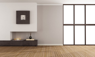 現(xiàn)代壁爐空曠的房間