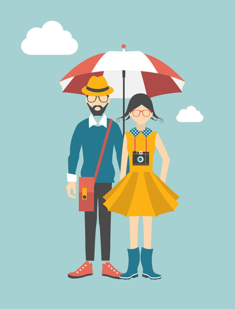 时髦年轻夫妇概念。矢量图.图片