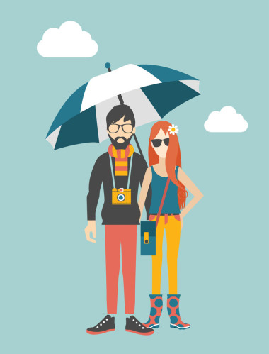 時(shí)髦年輕夫婦概念。矢量圖.照片