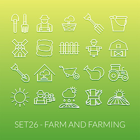 大纲图标薄平面设计，现代的线描边样式