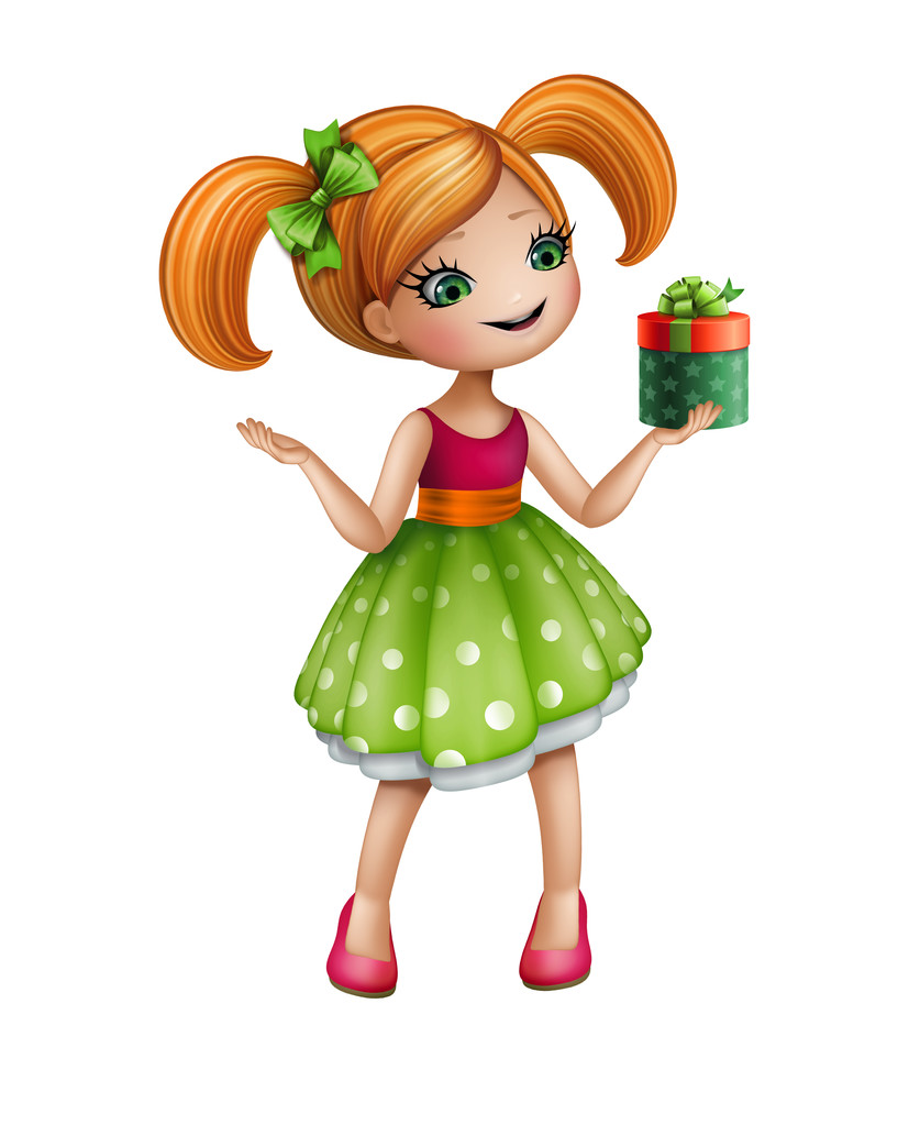 红发女孩捧着礼物的盒子 红发女孩捧着礼物的盒子