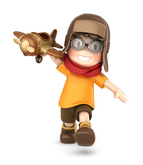 孩子玩玩具飞机图片