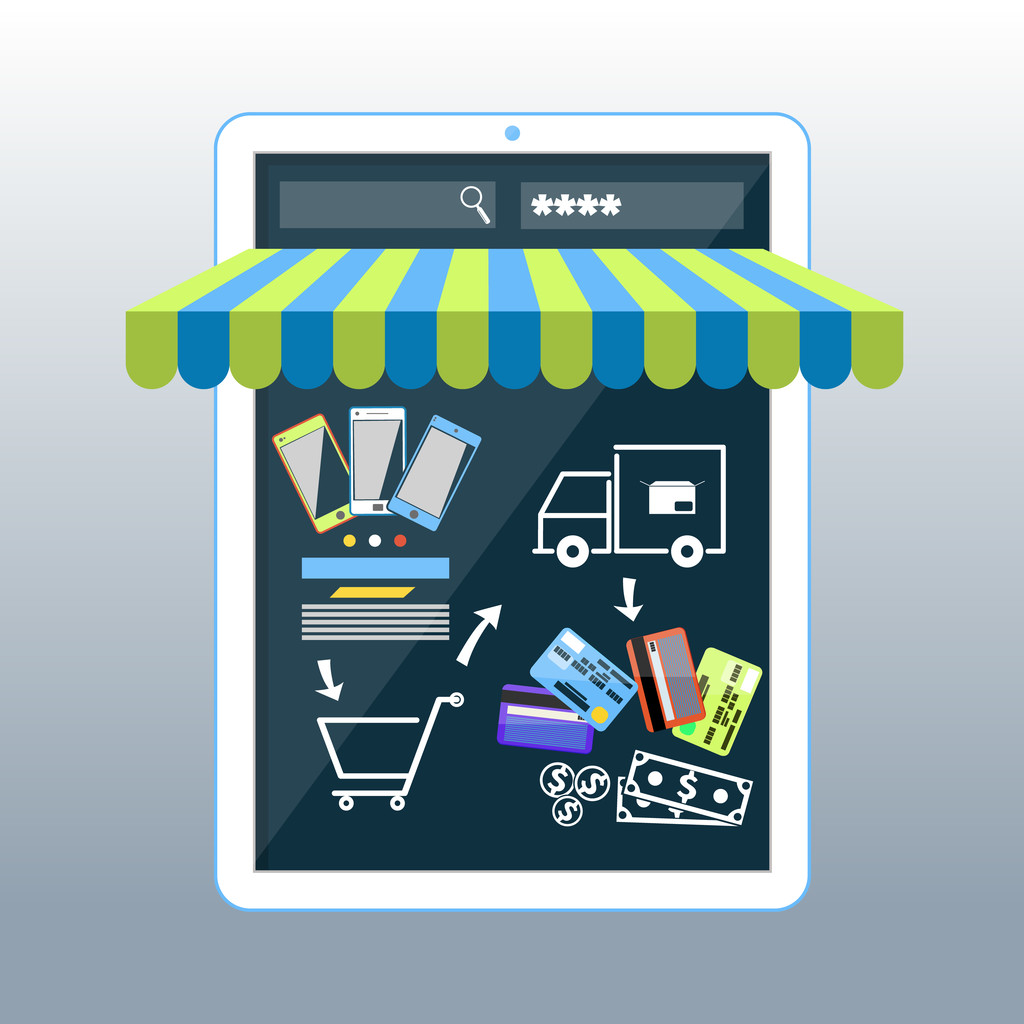 互联网购物带篷的概念智能手机 互联网购物带篷的概念智能手机