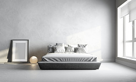 白色卧室的 3d 渲染图片