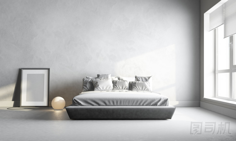 白色臥室的 3d 渲染圖片