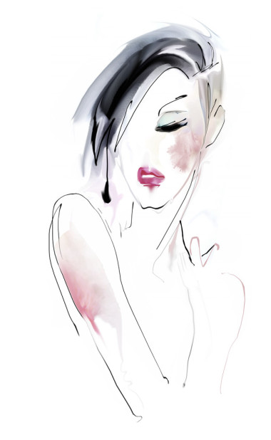 绘图的美丽的女人的画像