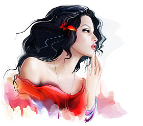 穿红衣服的黑发女人