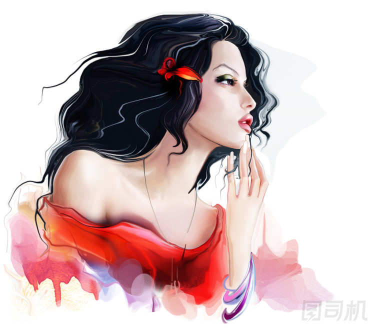 穿红衣服的黑发女人