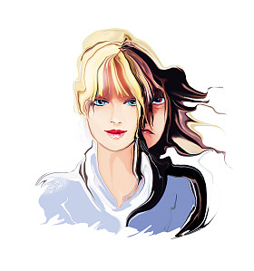 善良和邪恶的面孔的女人