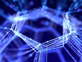 特写网络。抽象的纳米技术 3d 图